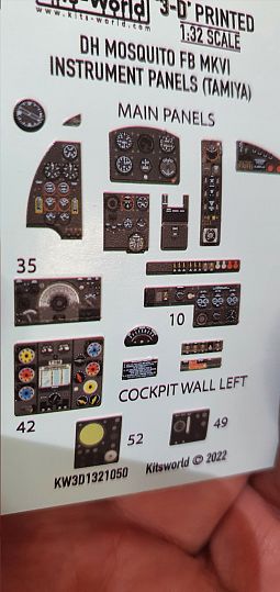Kitsworld 1:32 Scale DH Mosquito FB MKVI - 3D Cockpit Instrument Panels 